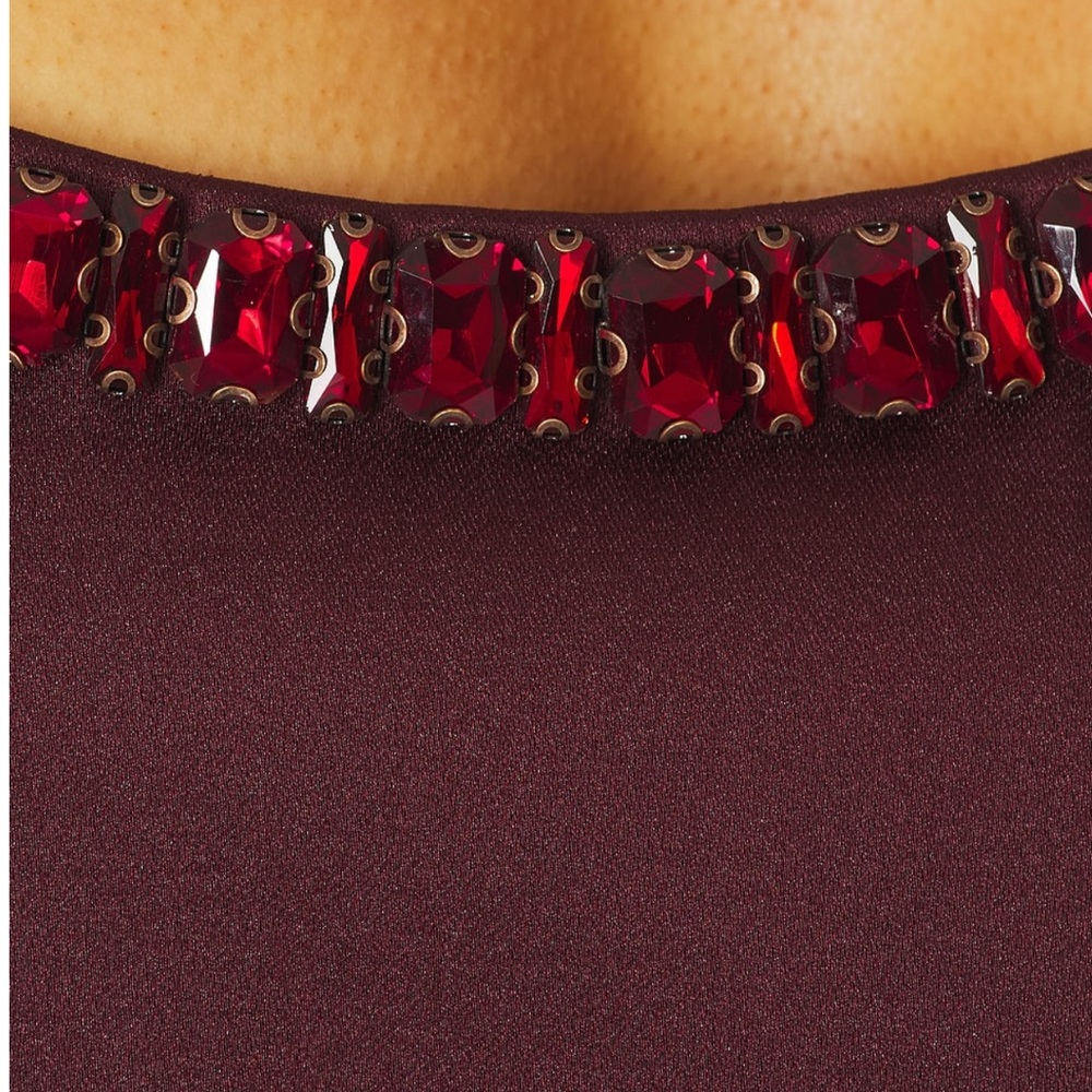 Retrofete Burgundy Embellished Mini Dress Reilly Dress in Port - Picture 4 of 9